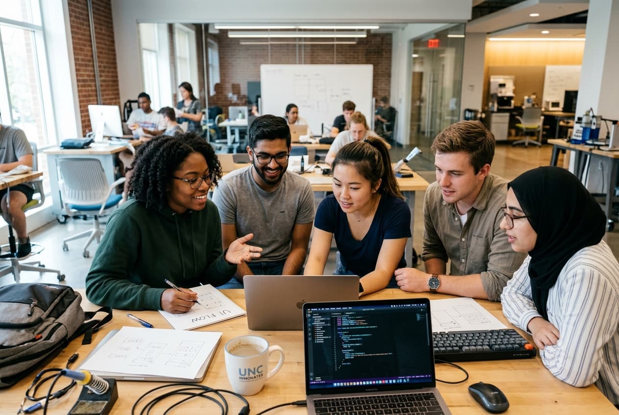 ZynKU startup team collaborating on coding and validation sprints